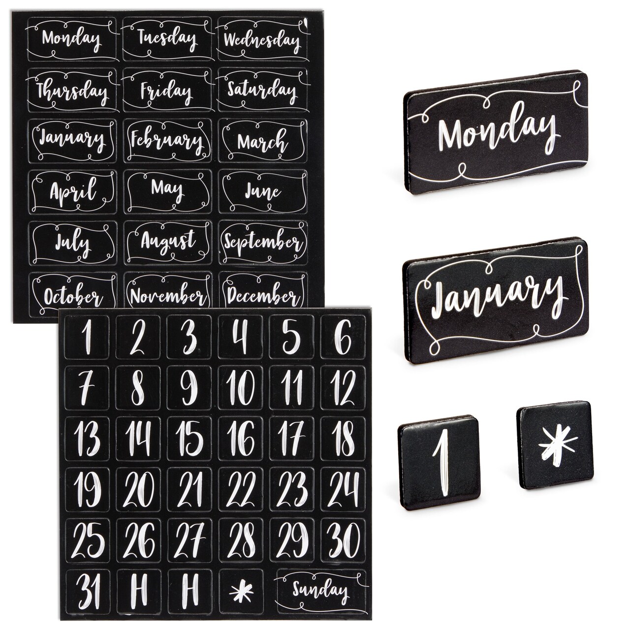 50 Piece Magnetic Calendar for Classroom, Whiteboard - Number Magnets, Calendar Magnets with Day, Month, Date